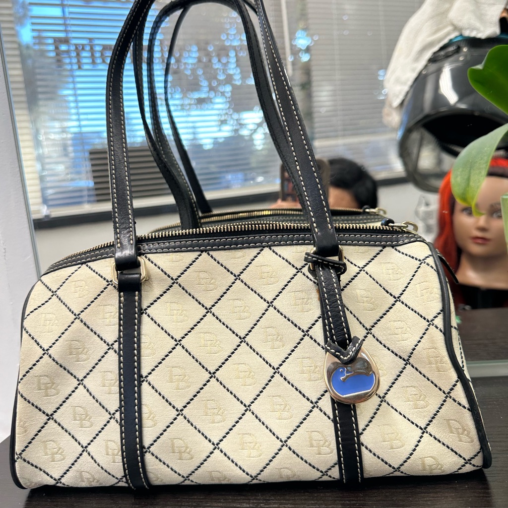 Dooney & Bourke Cream And Black Satchel